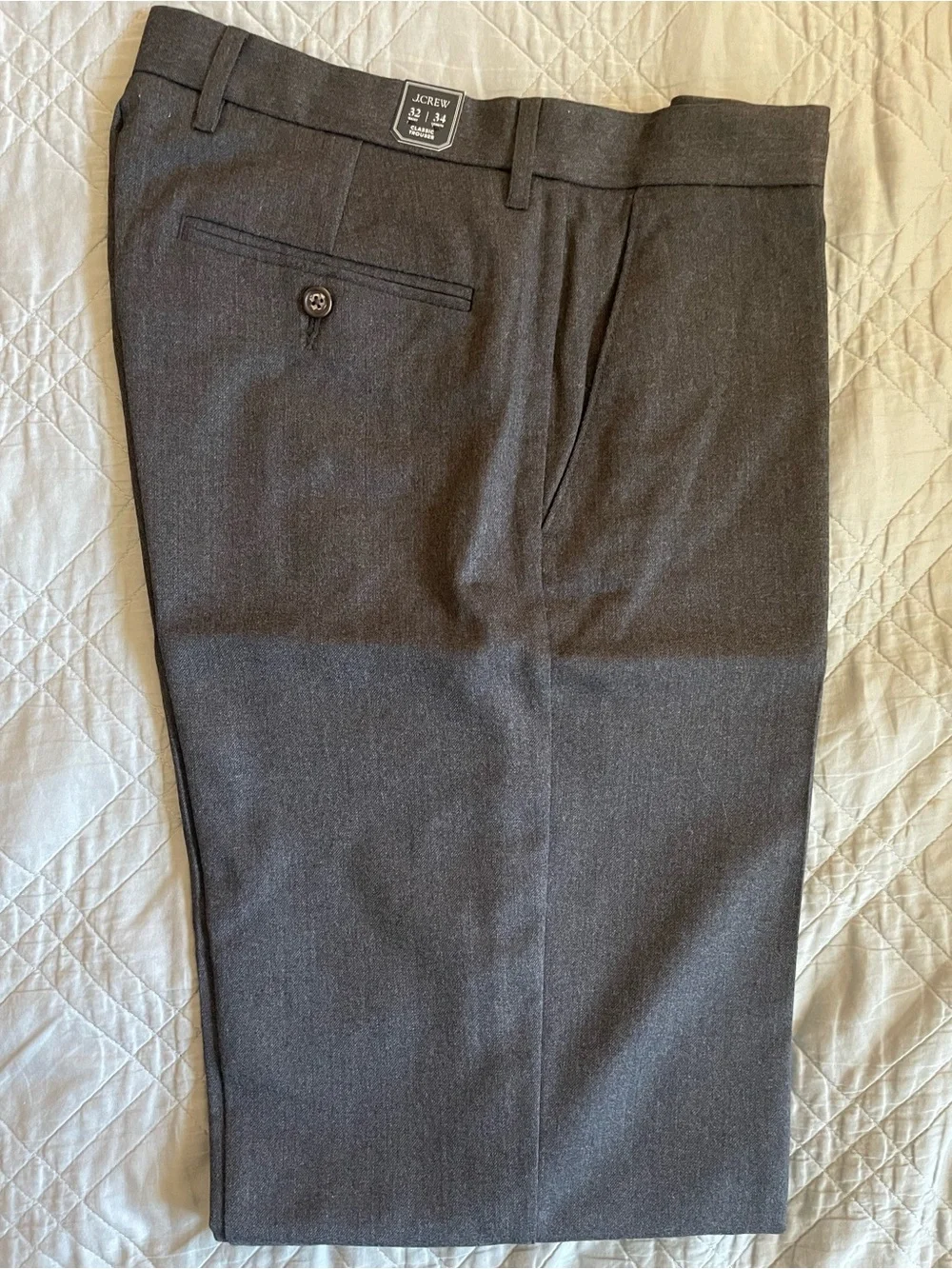 J.CREW Classic creased wool trouser in Heathered Charcoal Size 32 NWT CO452